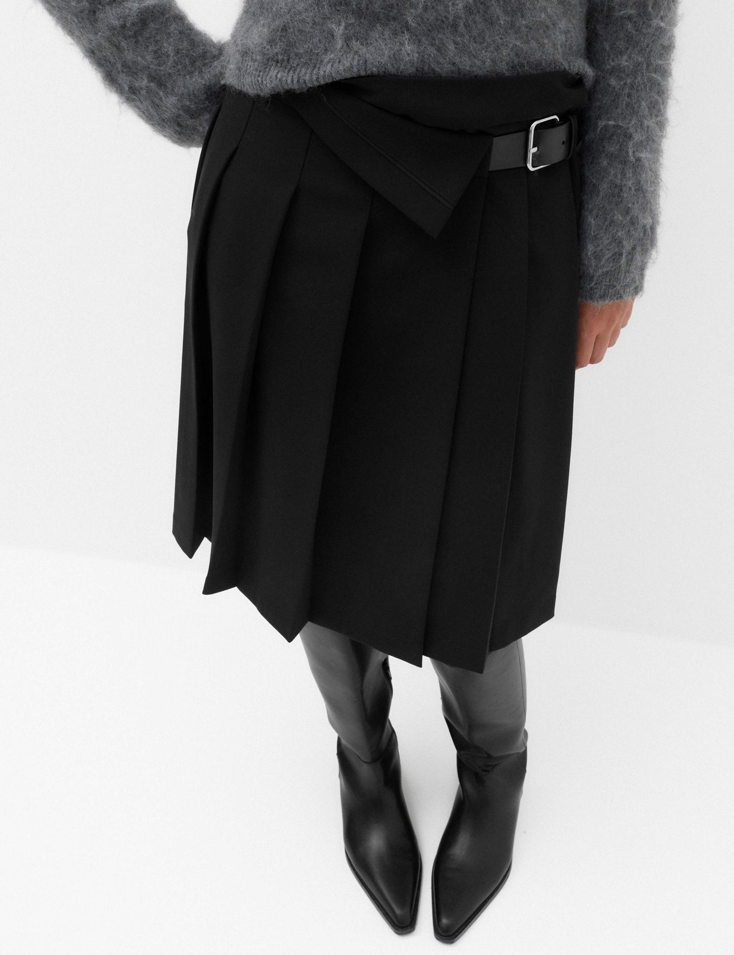 Pleated Wrap Kilt Skirt