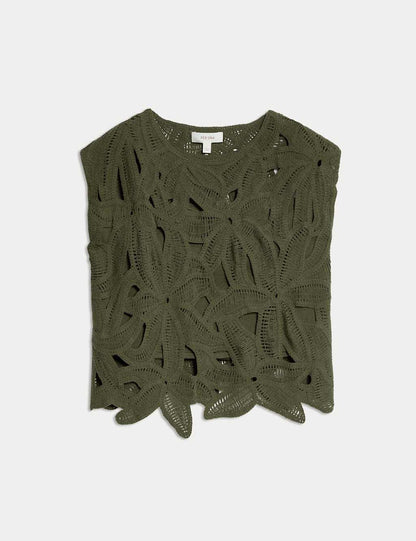 Pointelle Floral Top
