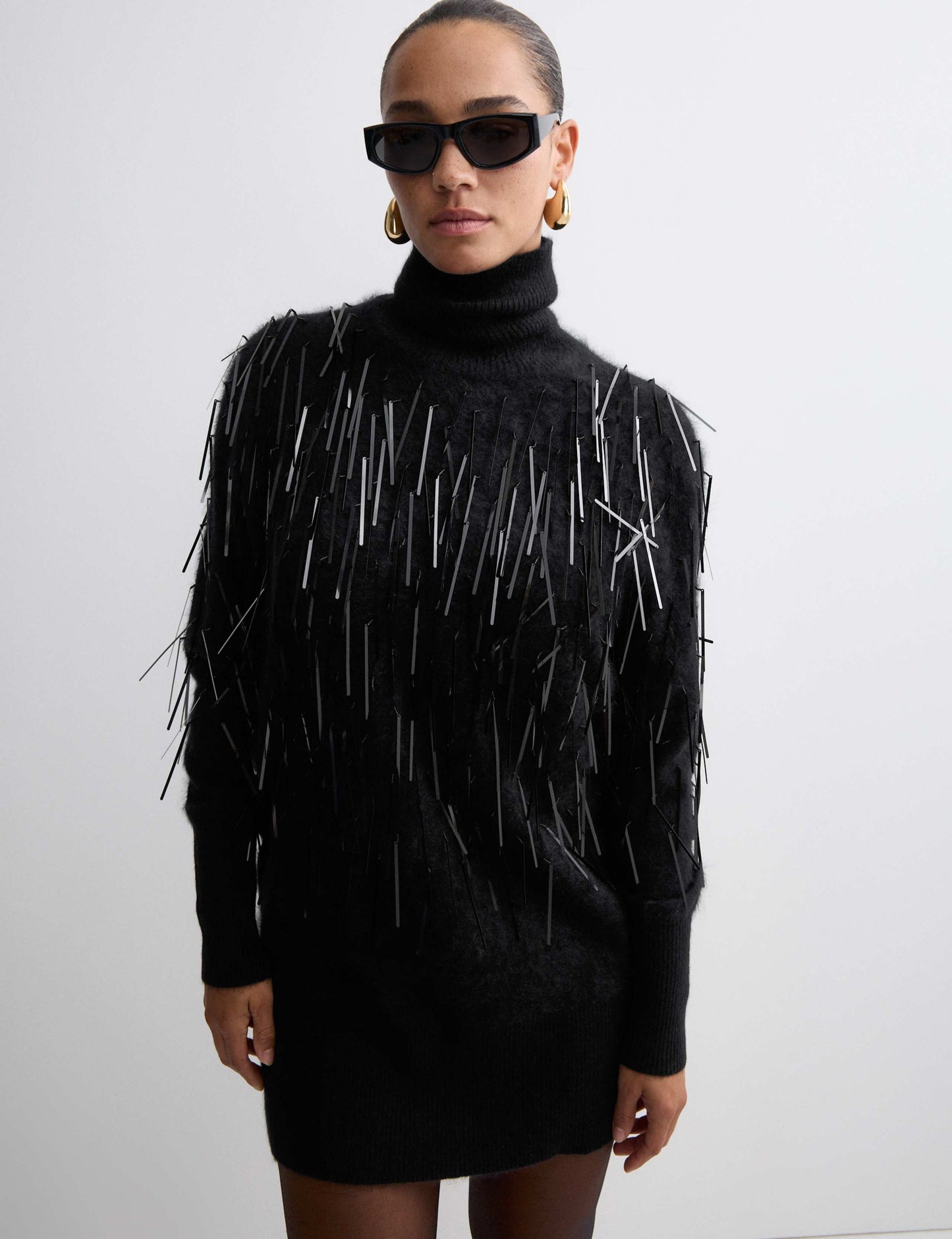 Pure Cashmere Embellished Mini Jumper Dress