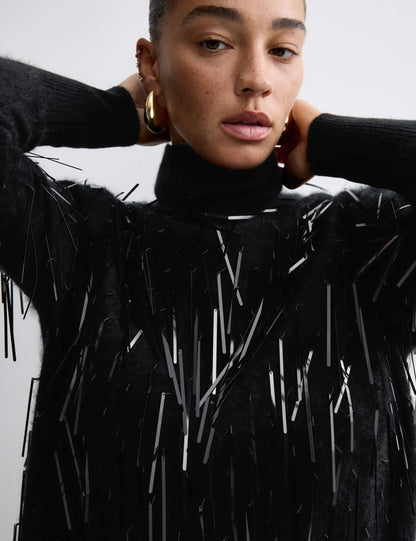 Pure Cashmere Embellished Mini Jumper Dress