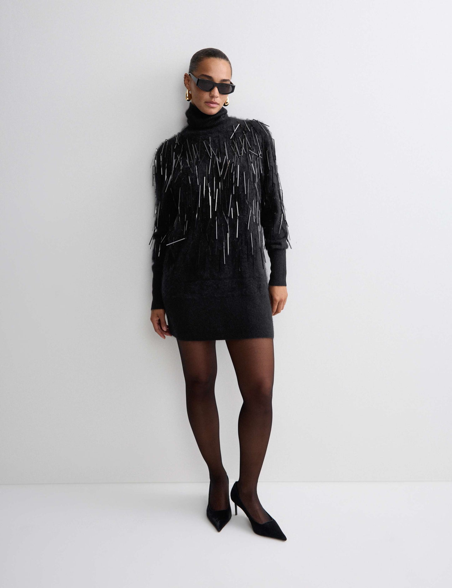 Pure Cashmere Embellished Mini Jumper Dress