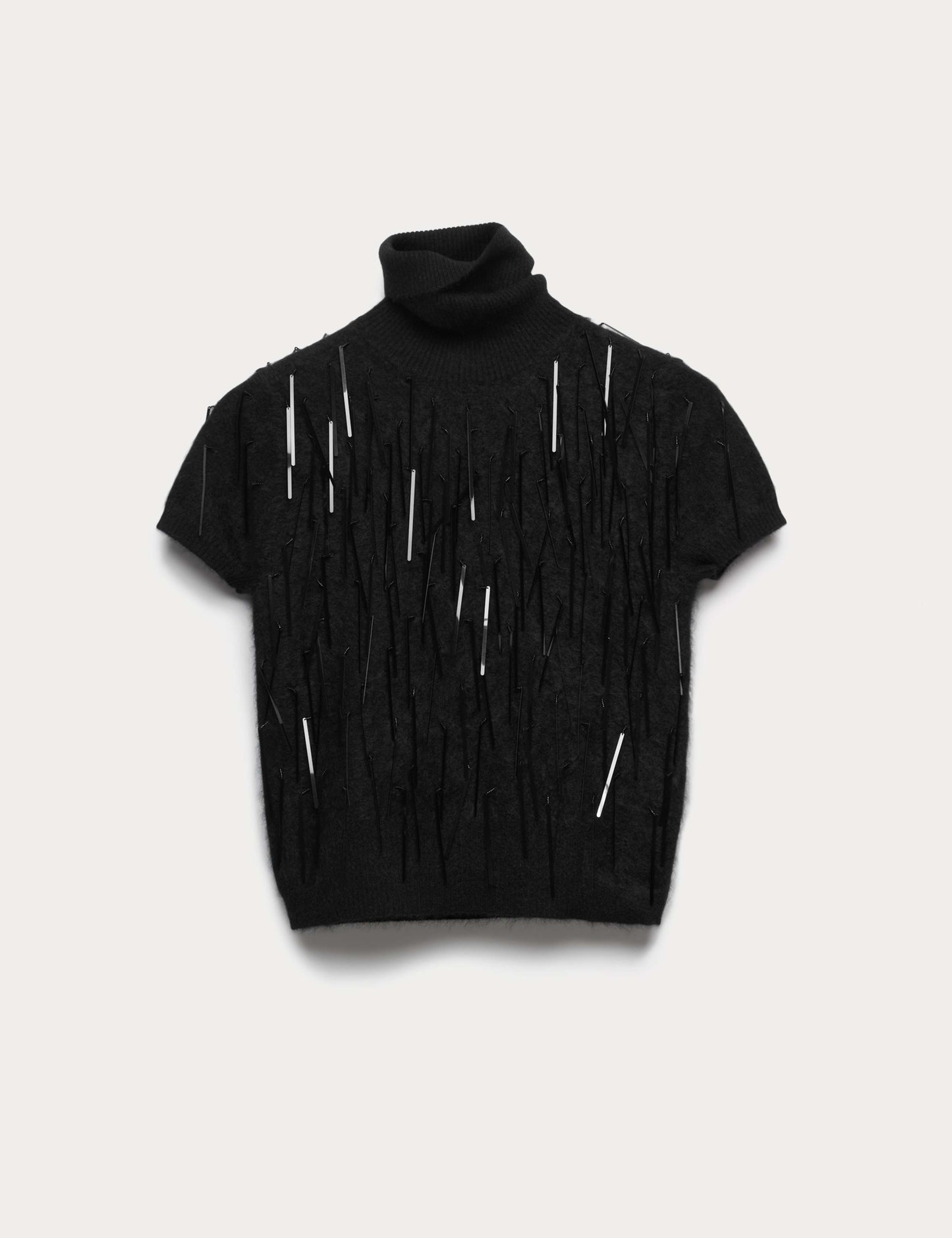 Pure Cashmere Embellished Roll Neck Top