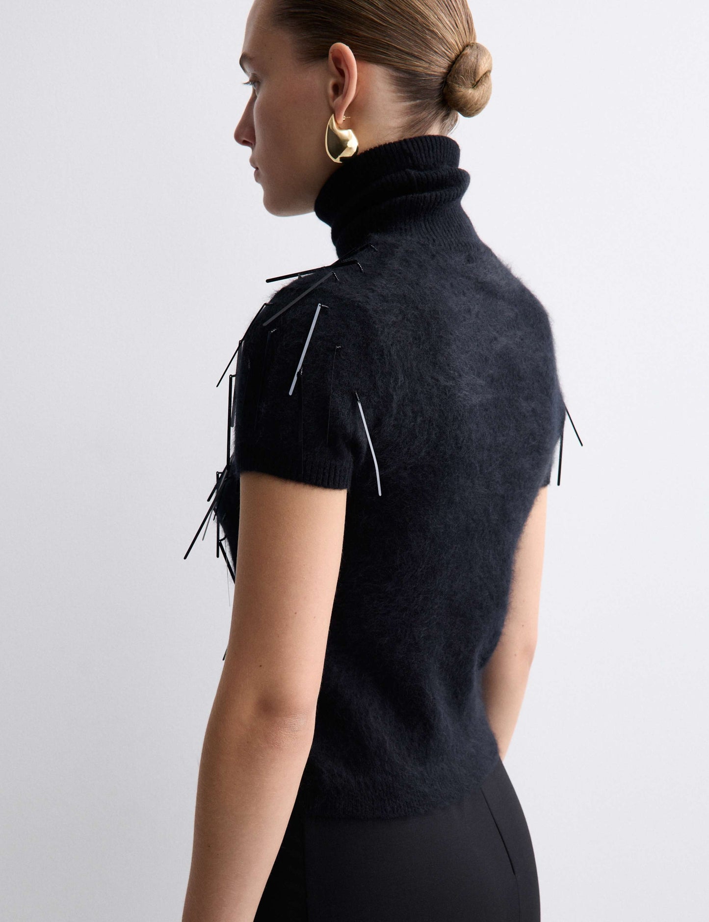 Pure Cashmere Embellished Roll Neck Top