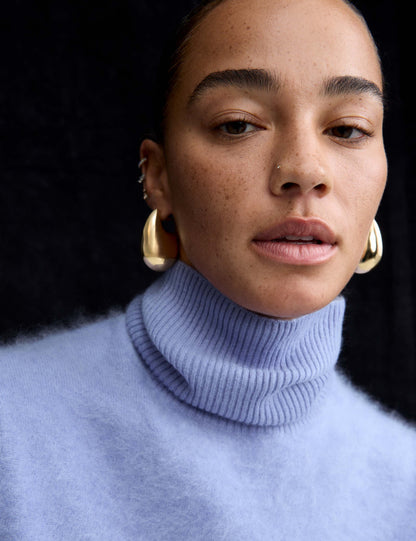 Pure Cashmere Roll Neck Knitted Top