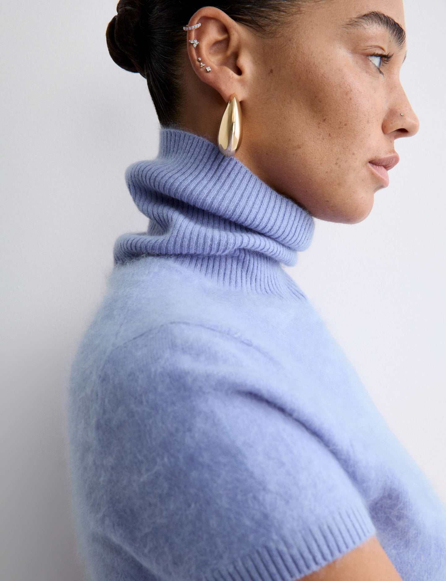 Pure Cashmere Roll Neck Knitted Top