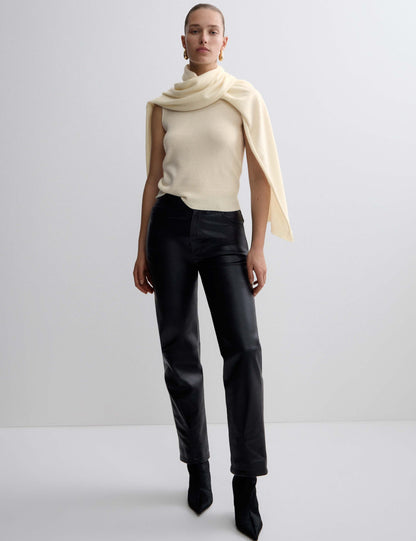 Pure Cashmere Scarf Neck Knitted Top