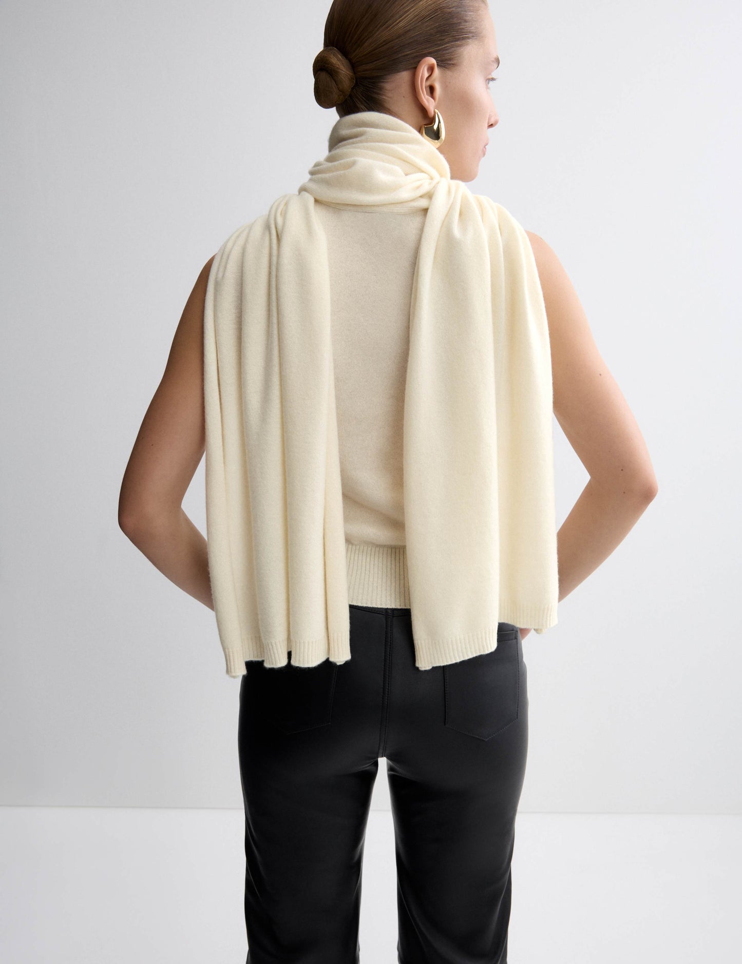 Pure Cashmere Scarf Neck Knitted Top