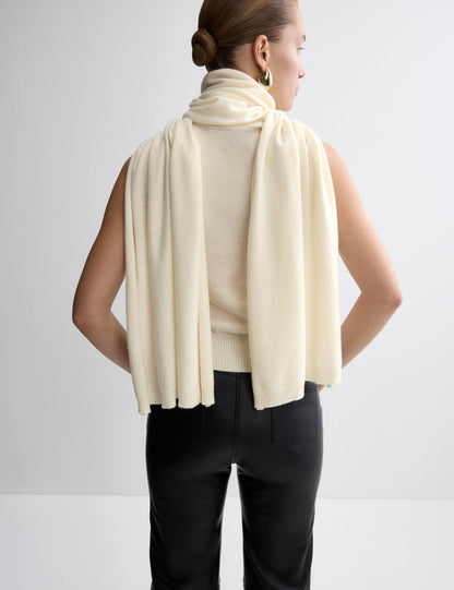 Pure Cashmere Scarf Neck Knitted Top