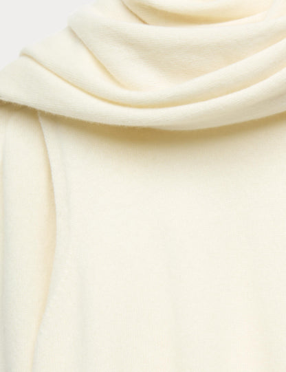 Pure Cashmere Scarf Neck Knitted Top
