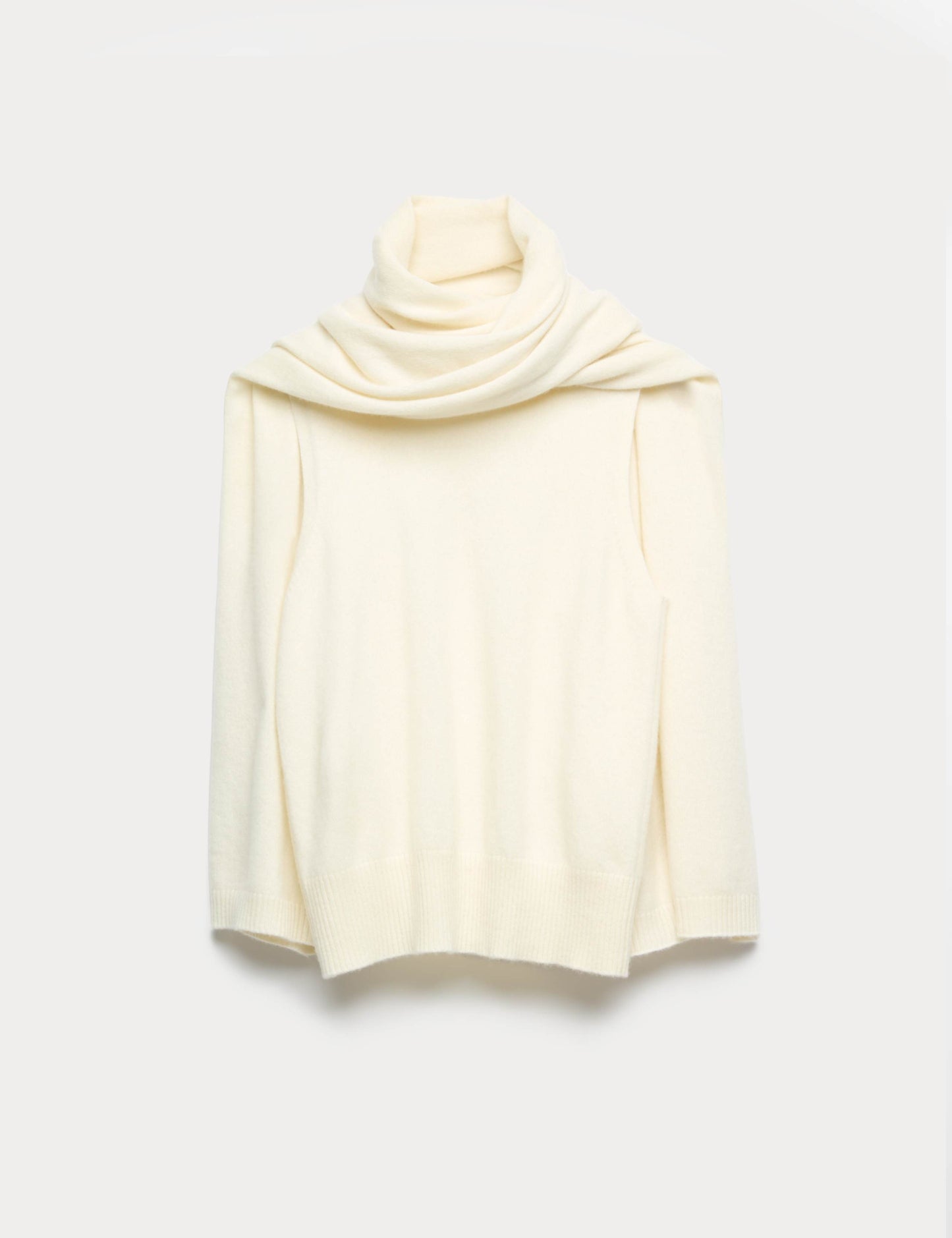 Pure Cashmere Scarf Neck Knitted Top