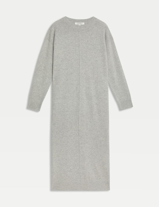 Pure Cashmere Seam Detail Midi Dress