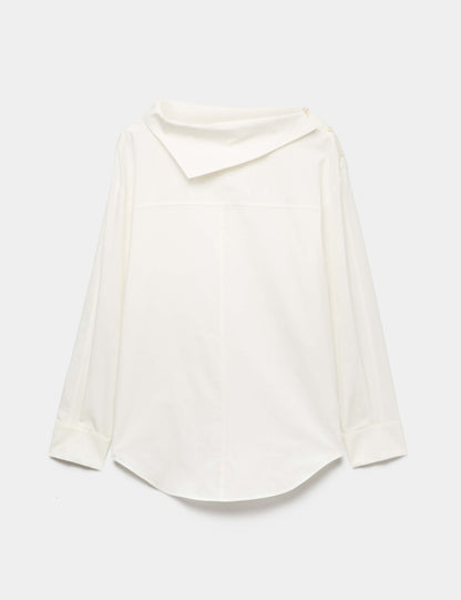 Pure Cotton Asymmetric Collar Shirt