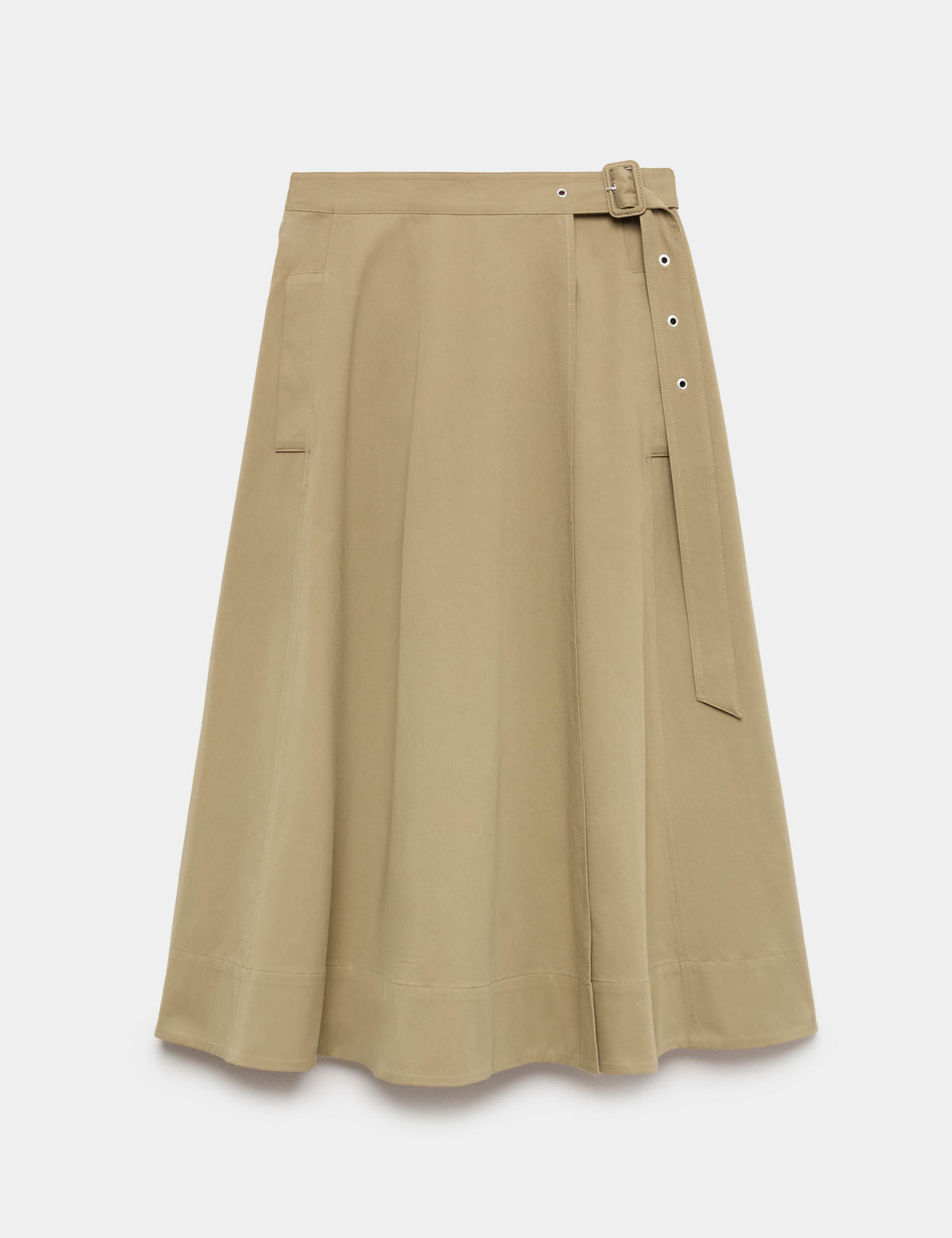 Pure Cotton Buckle Detail Midi Wrap Skirt