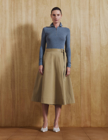 Pure Cotton Buckle Detail Midi Wrap Skirt