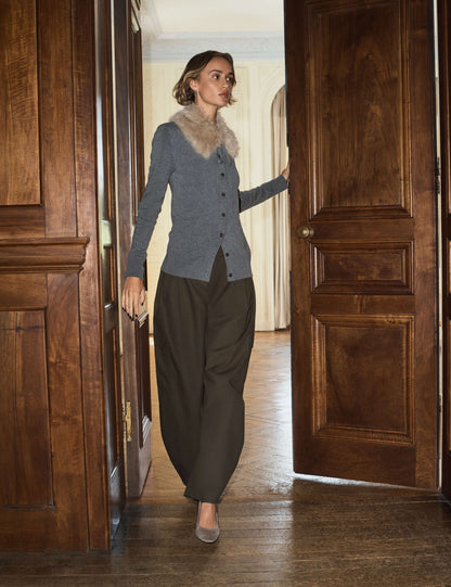 Pure Cotton Cargo Barrel Leg Trousers