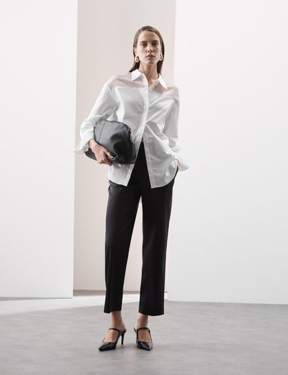 Pure Cotton Collared Organza Detail Shirt