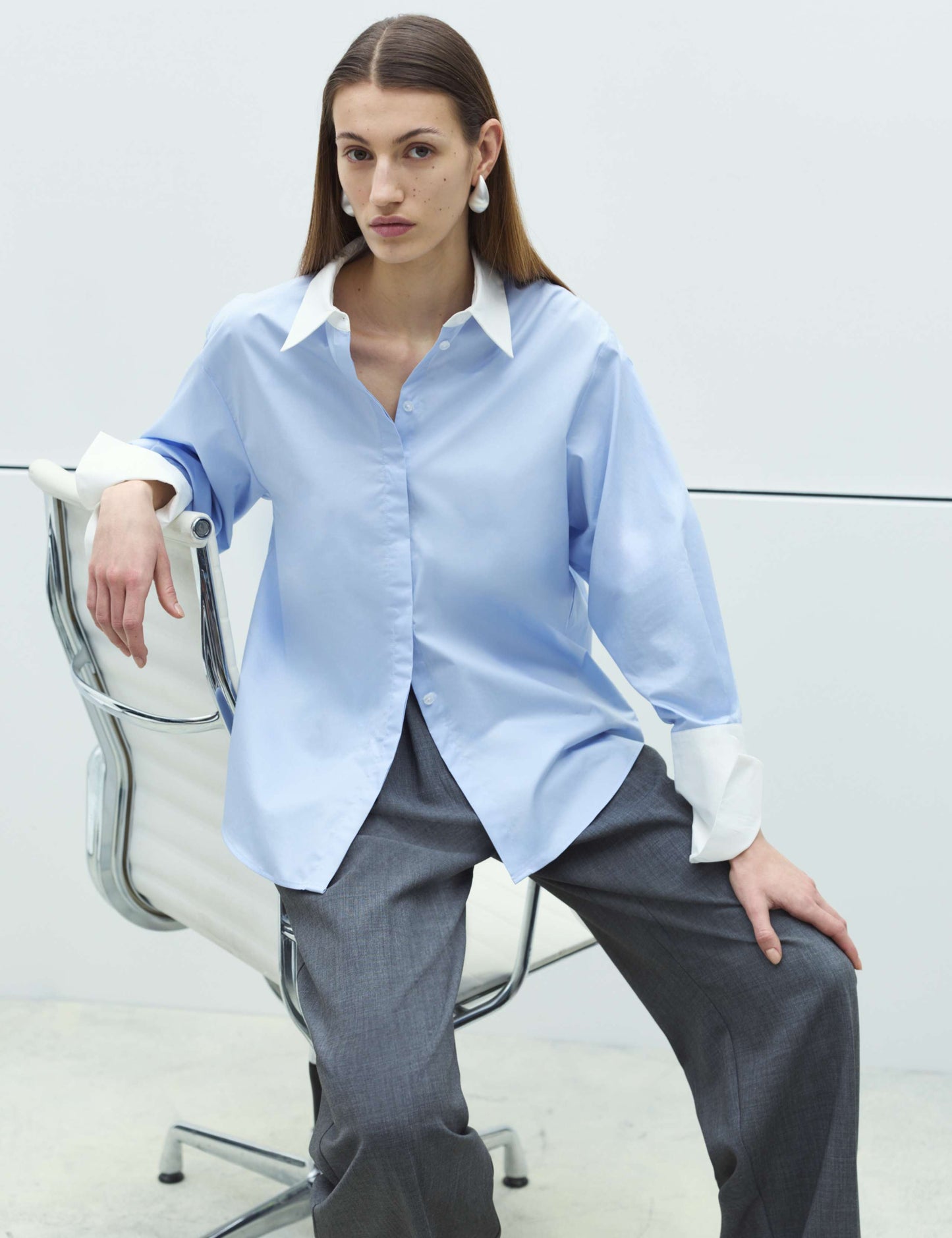Pure Cotton Contrast Detail Oversized Shirt