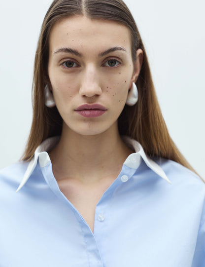 Pure Cotton Contrast Detail Oversized Shirt