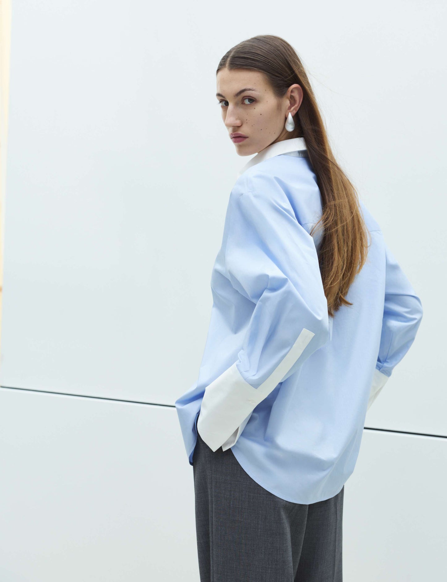 Pure Cotton Contrast Detail Oversized Shirt