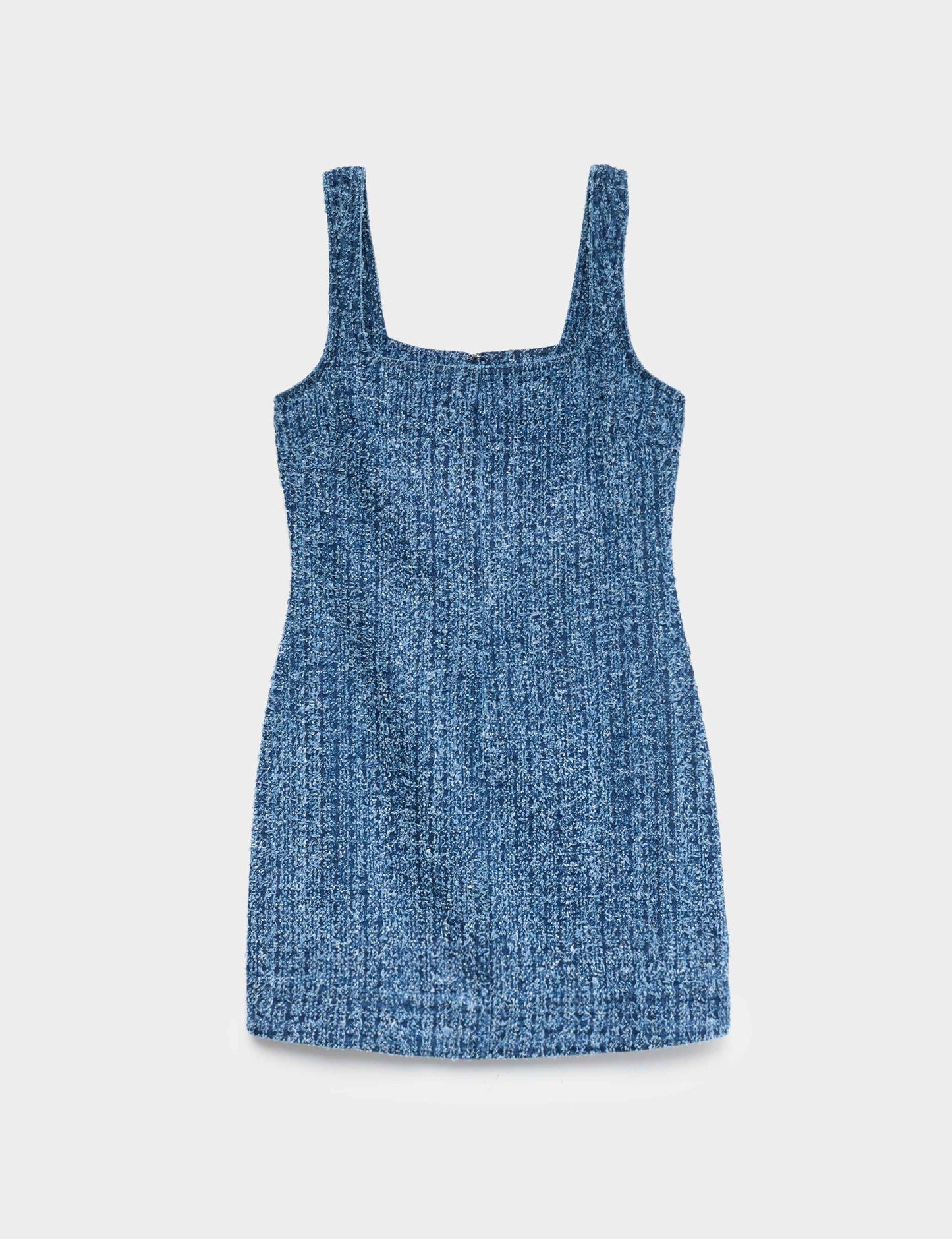 Pure Cotton Denim Tufted Mini Shift Dress