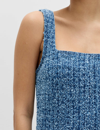 Pure Cotton Denim Tufted Mini Shift Dress