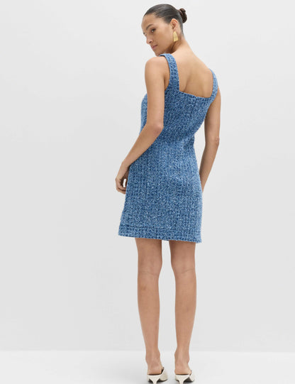 Pure Cotton Denim Tufted Mini Shift Dress