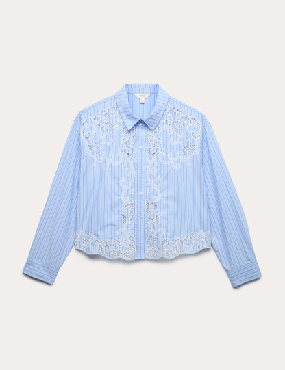Pure Cotton Embroidered Striped Shirt