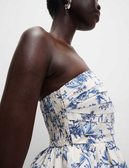 Pure Cotton Floral Bubble Hem Bandeau Top