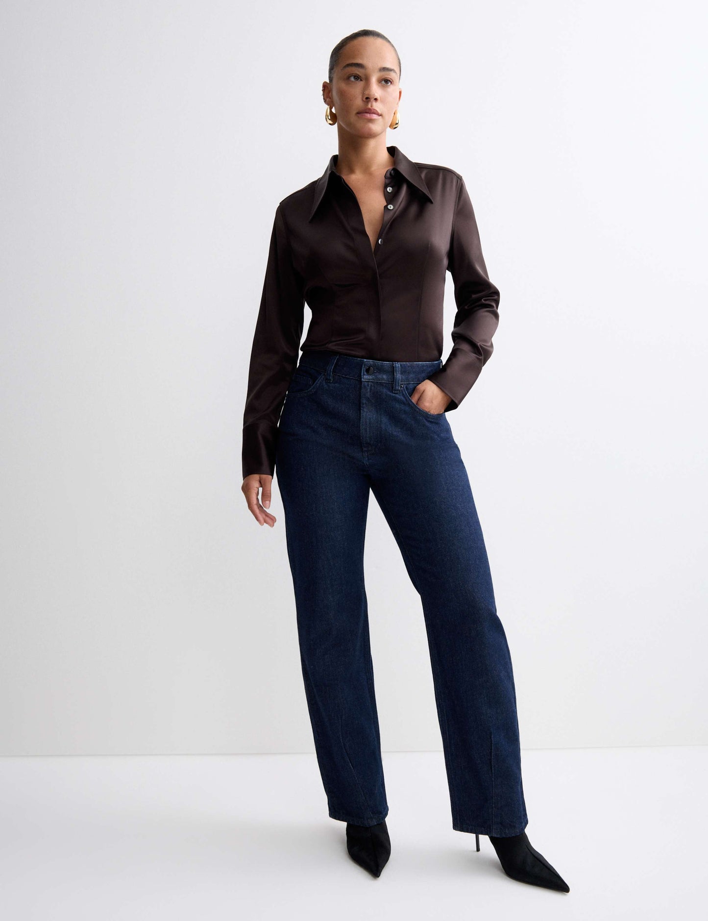 Pure Cotton High Waisted Wide Leg Jeans