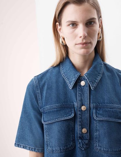 Pure Cotton Mini Shirt Dress