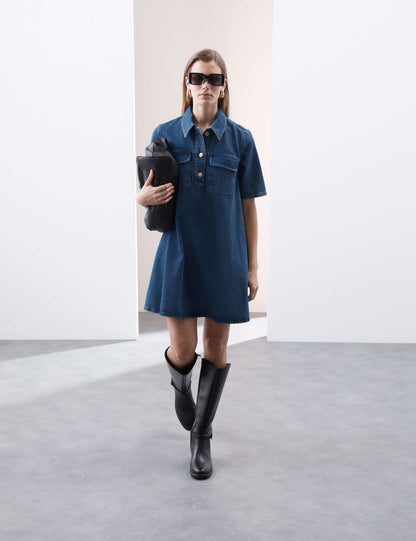 Pure Cotton Mini Shirt Dress