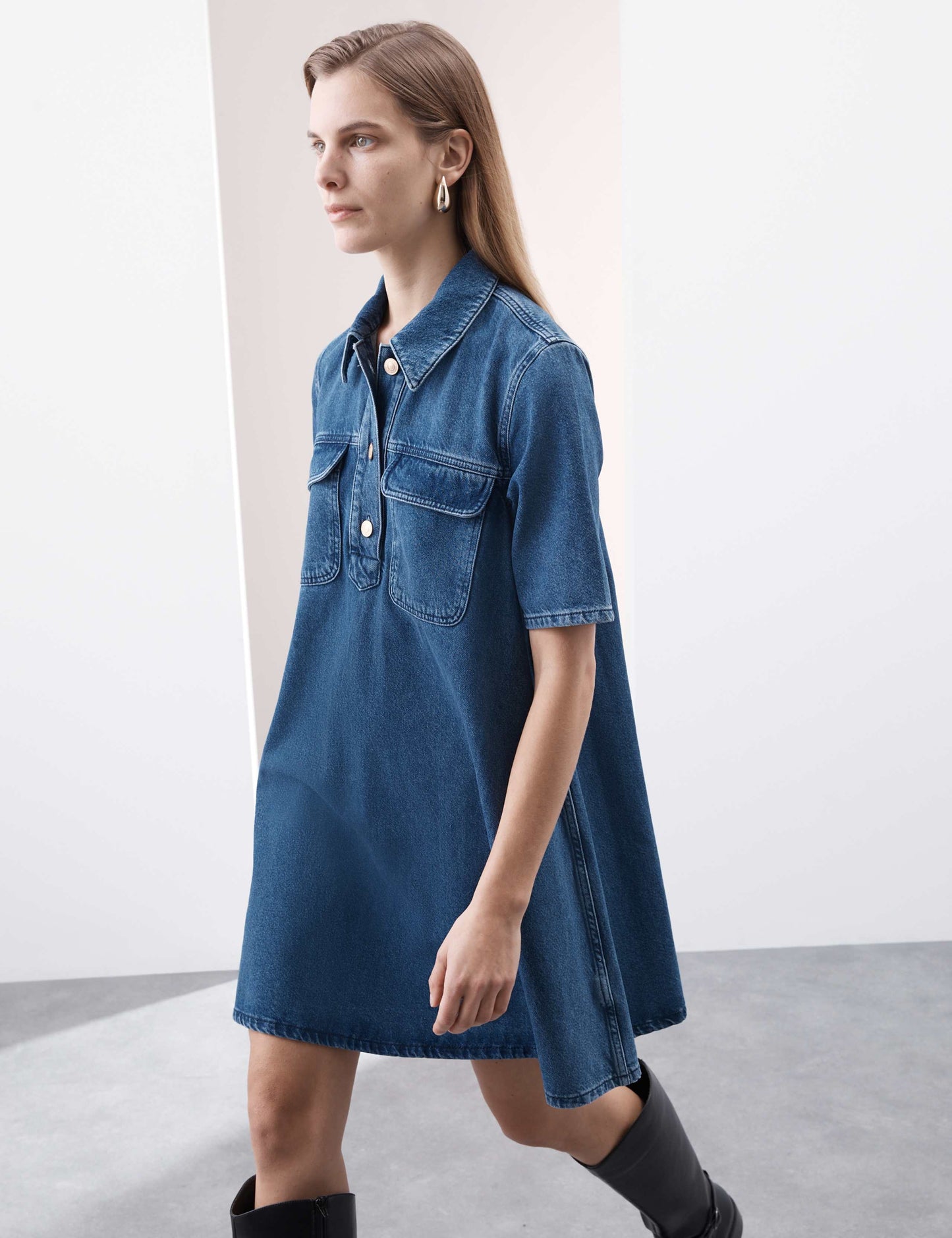 Pure Cotton Mini Shirt Dress