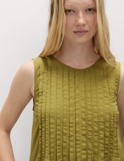 Pure Cotton Pintuck Midi Relaxed Dress