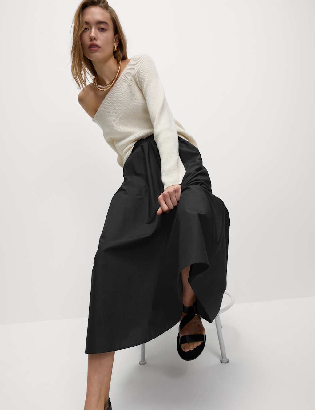 Pure Cotton Poplin A-line Skirt