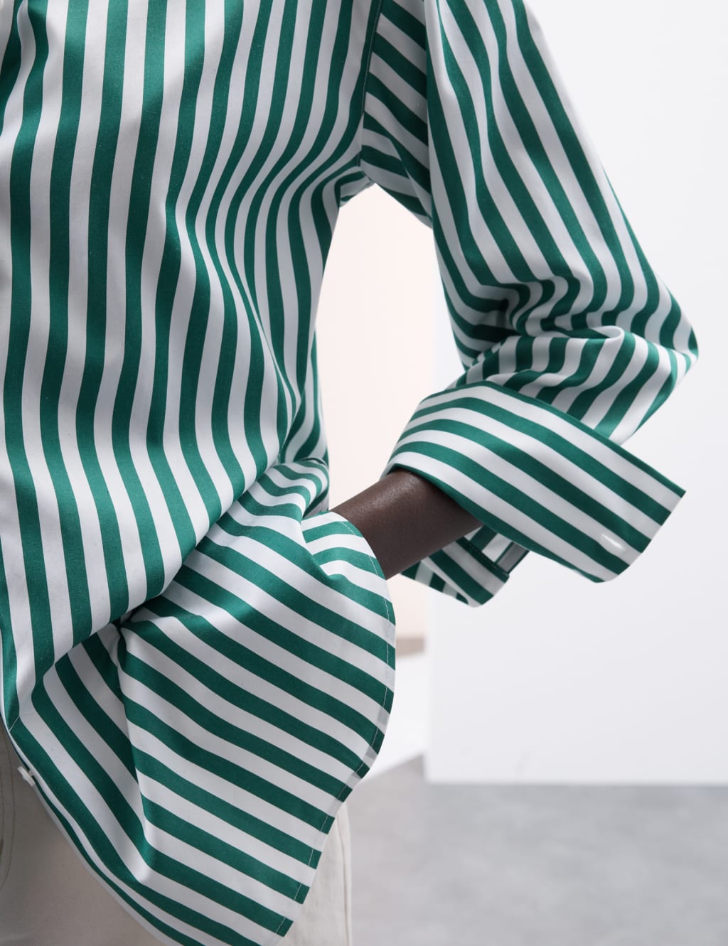 Pure Cotton Striped Collared Relaxed Shirt