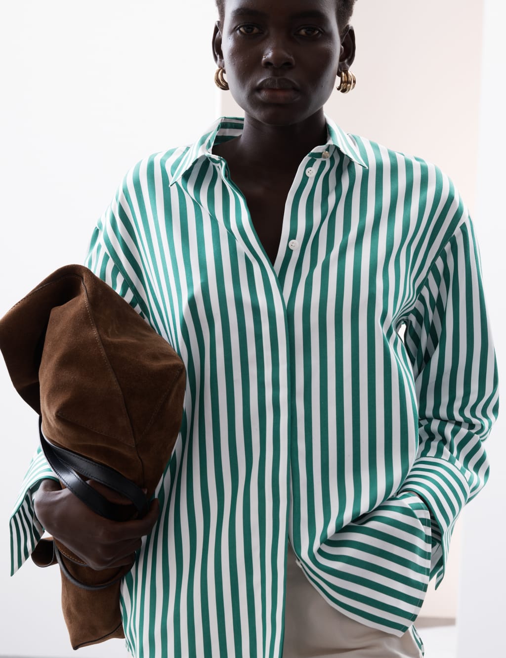 Pure Cotton Striped Collared Relaxed Shirt