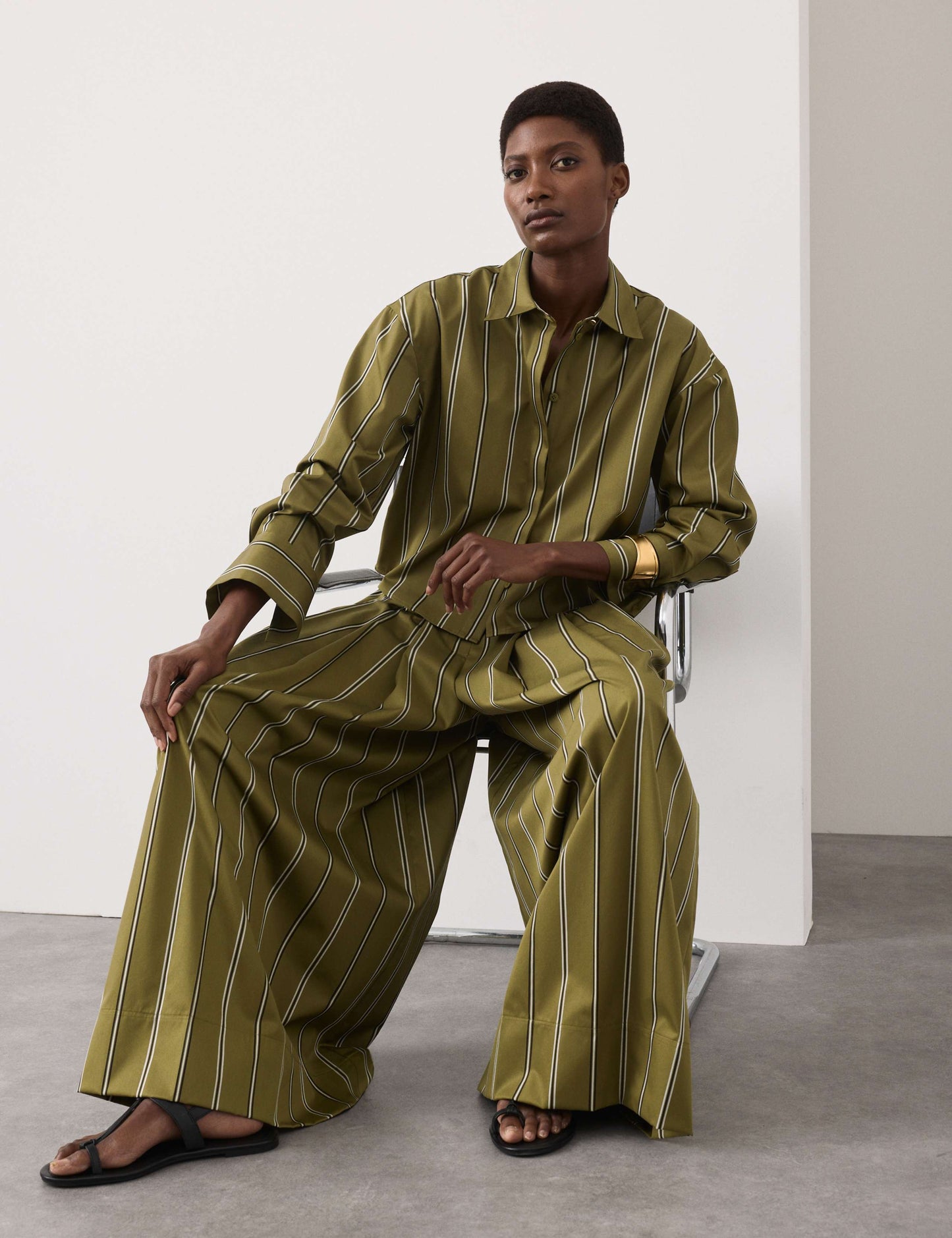 Pure Cotton Striped Cropped Shirt