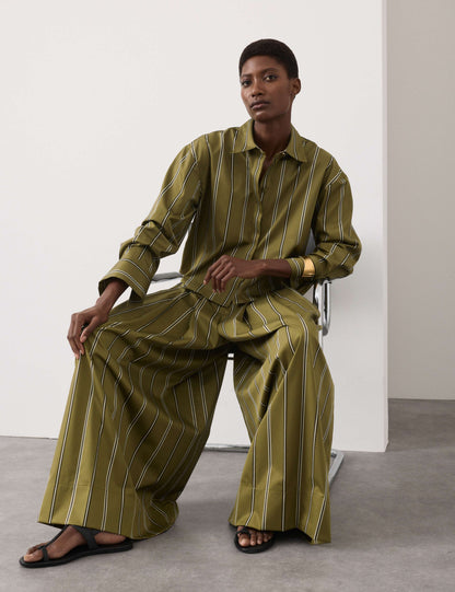 Pure Cotton Striped Cropped Shirt