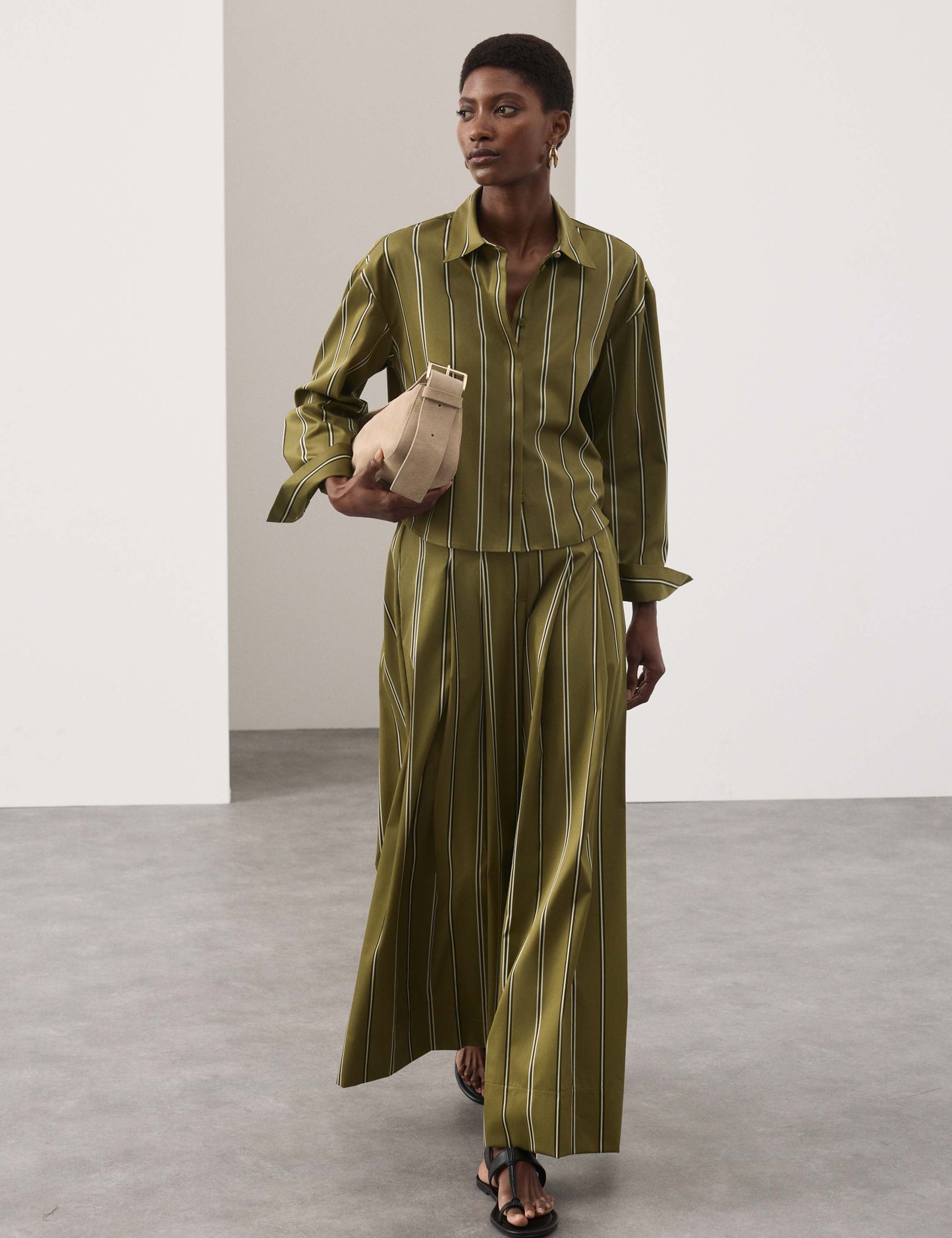 Pure Cotton Striped Cropped Shirt