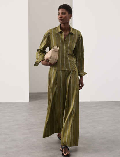 Pure Cotton Striped Cropped Shirt