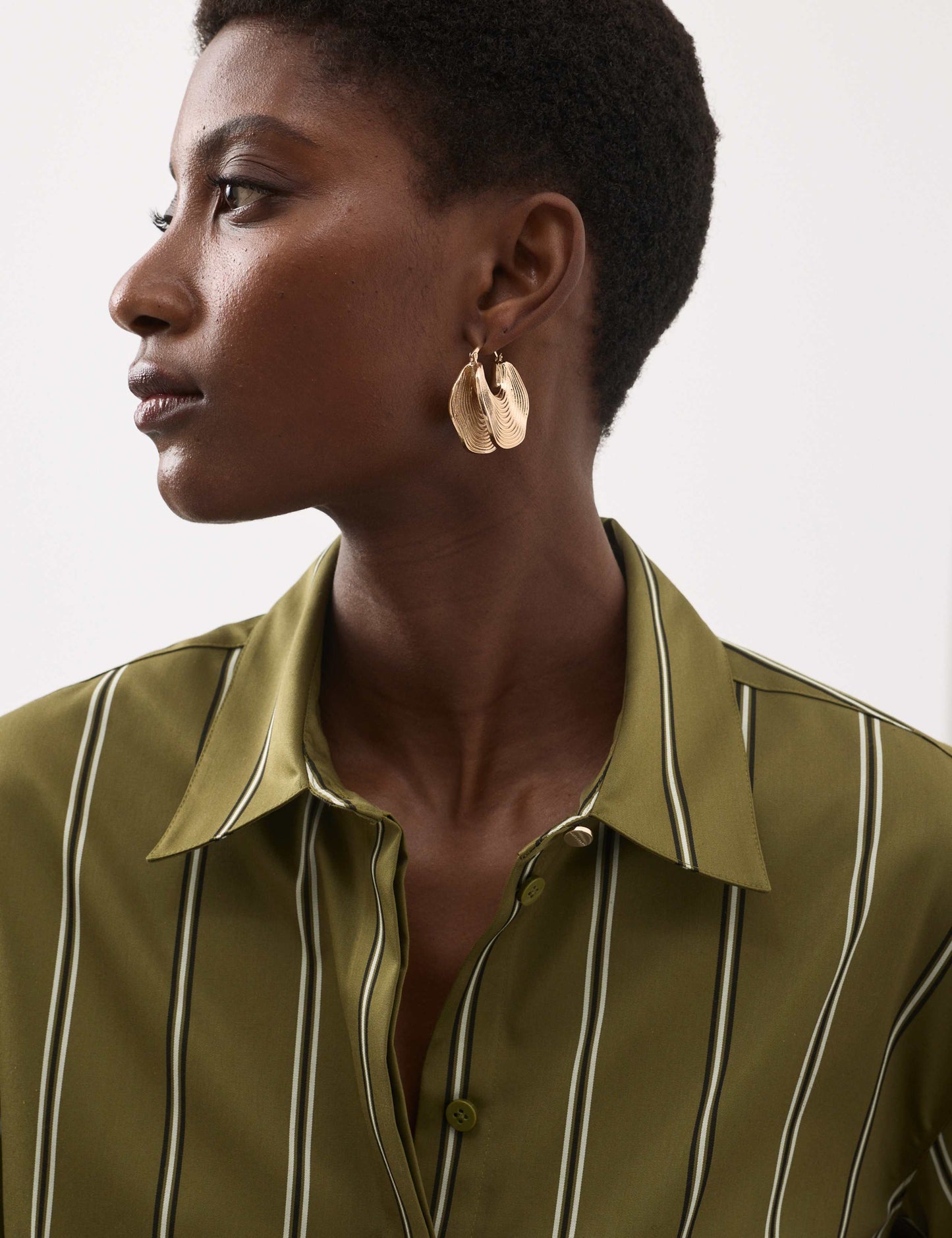 Pure Cotton Striped Cropped Shirt