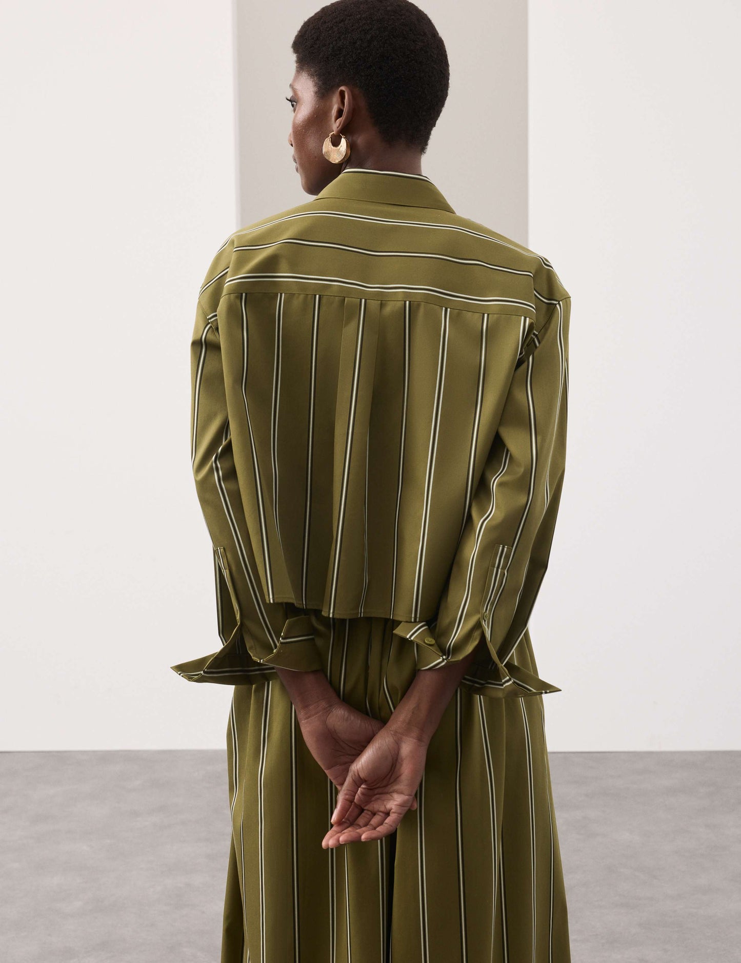 Pure Cotton Striped Cropped Shirt