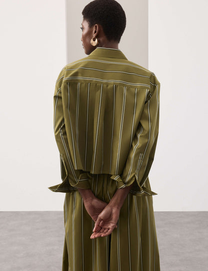 Pure Cotton Striped Cropped Shirt