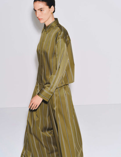 Pure Cotton Striped Cropped Shirt