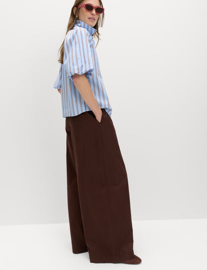 Pure Cotton Striped Puff Sleeve Shirt