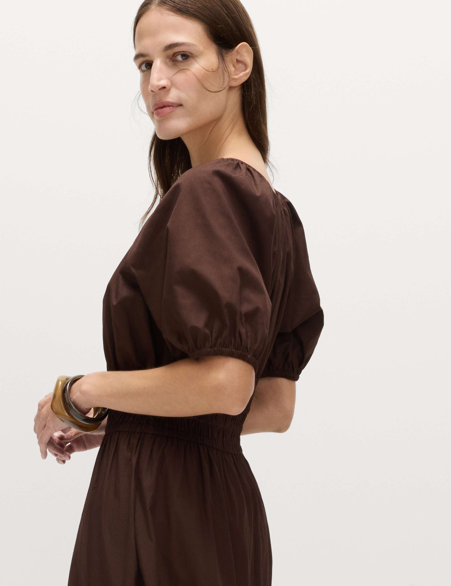 Pure Cotton Tie Detail Midaxi Waisted Dress