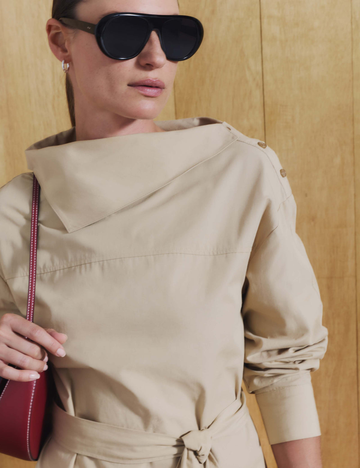 Pure Cotton Tie Waist Mini Shirt Dress