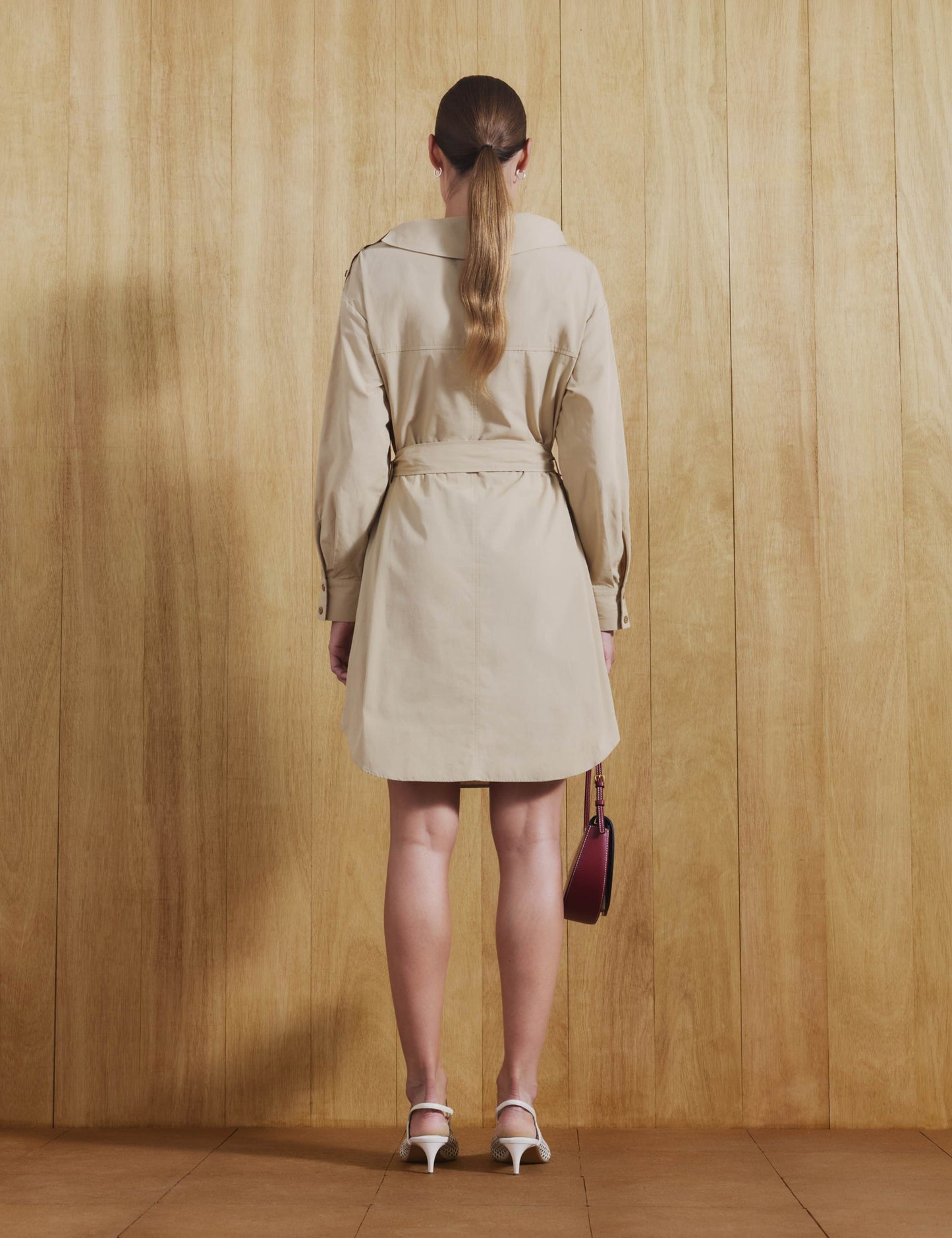 Pure Cotton Tie Waist Mini Shirt Dress