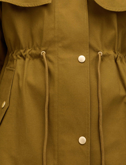 Pure Cotton Waisted Collared Cape Coat