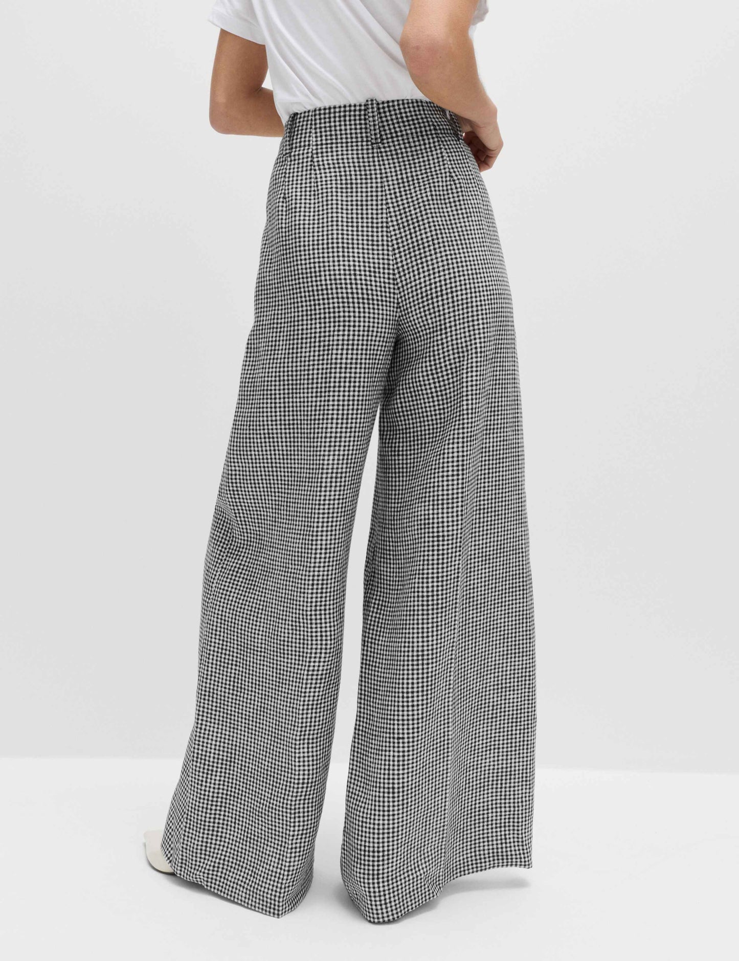 Pure Linen Checked Pleat Front Trousers